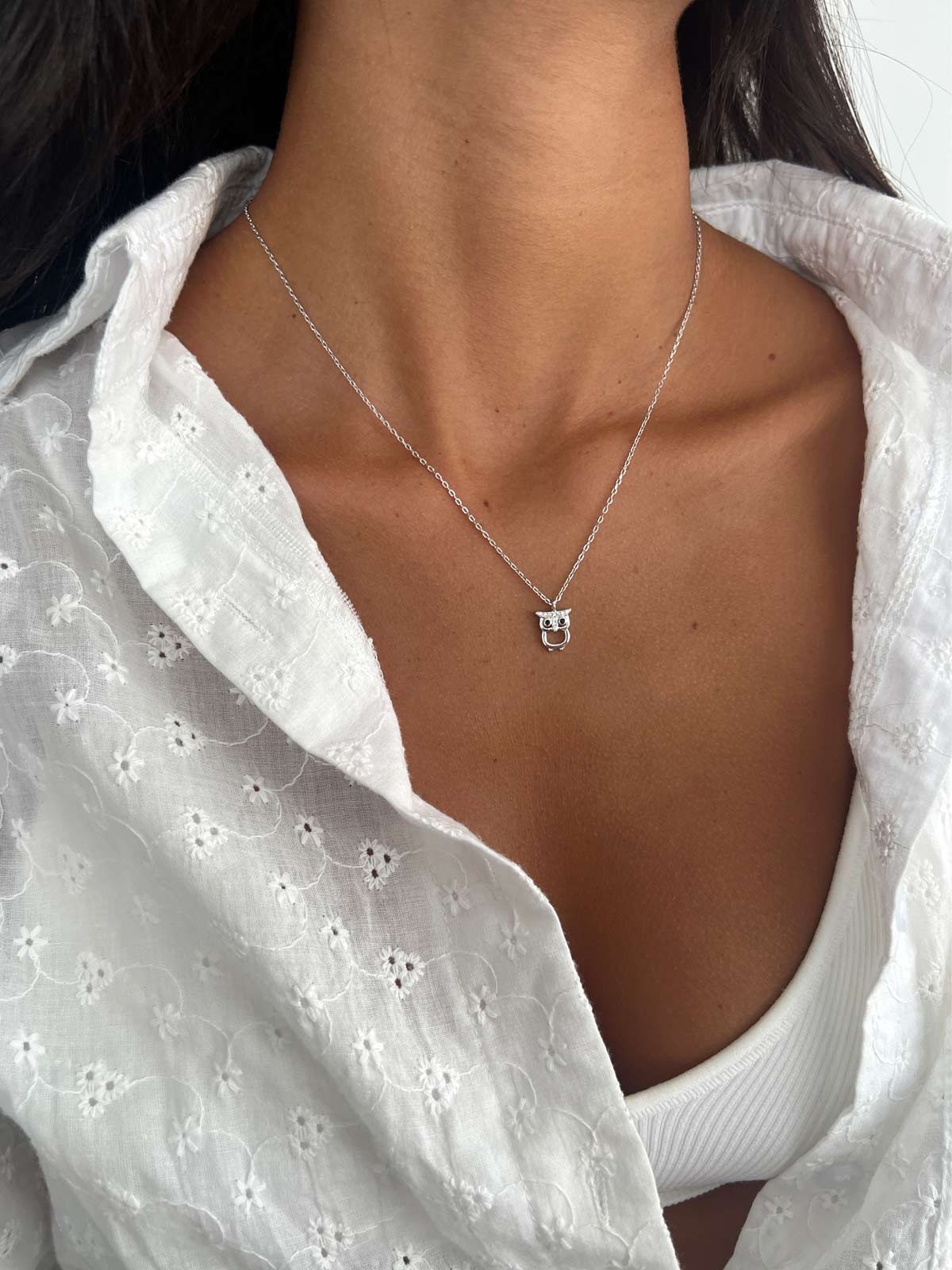 שרשרת ינשוף משובץ