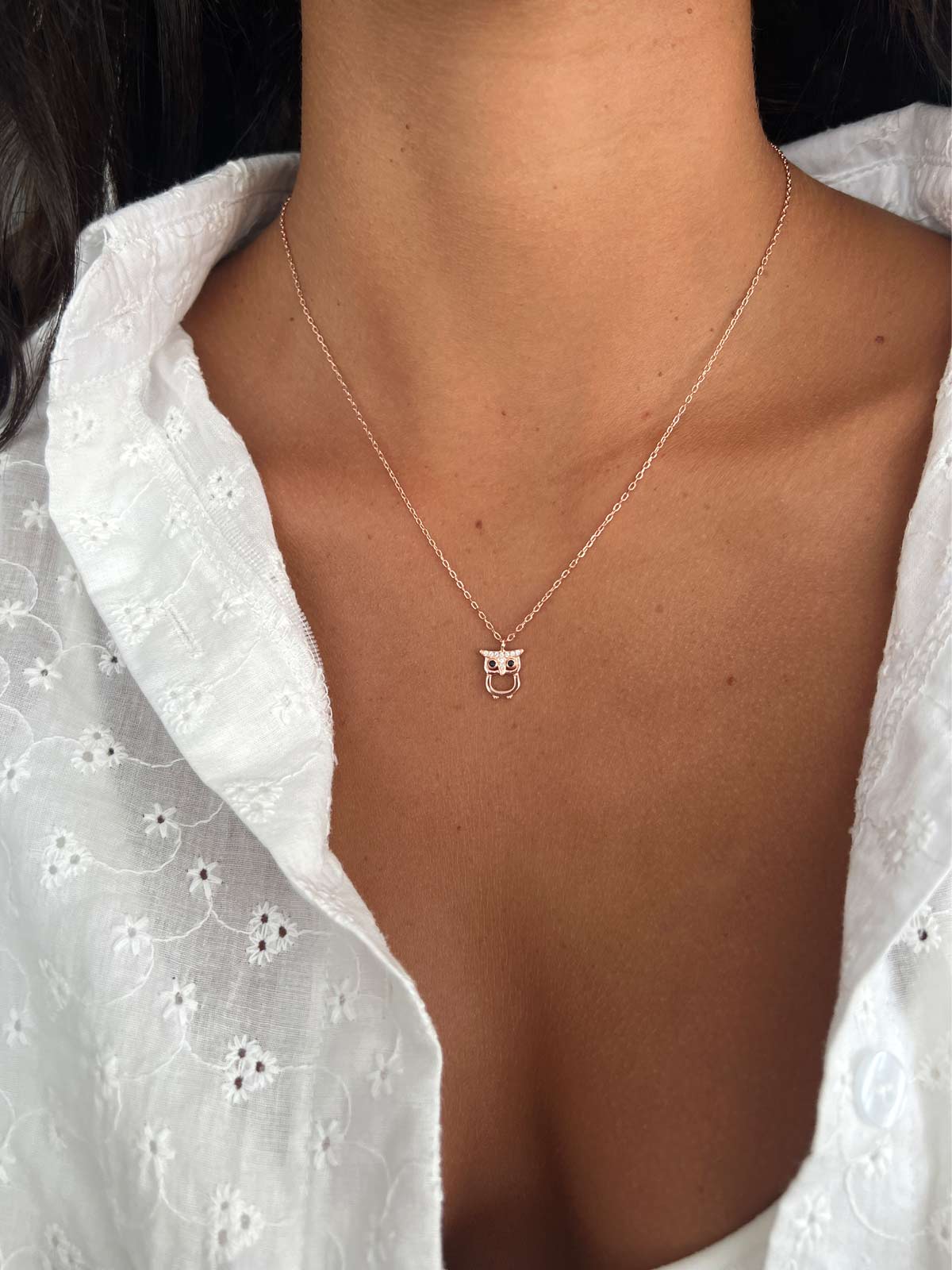 שרשרת ינשוף משובץ