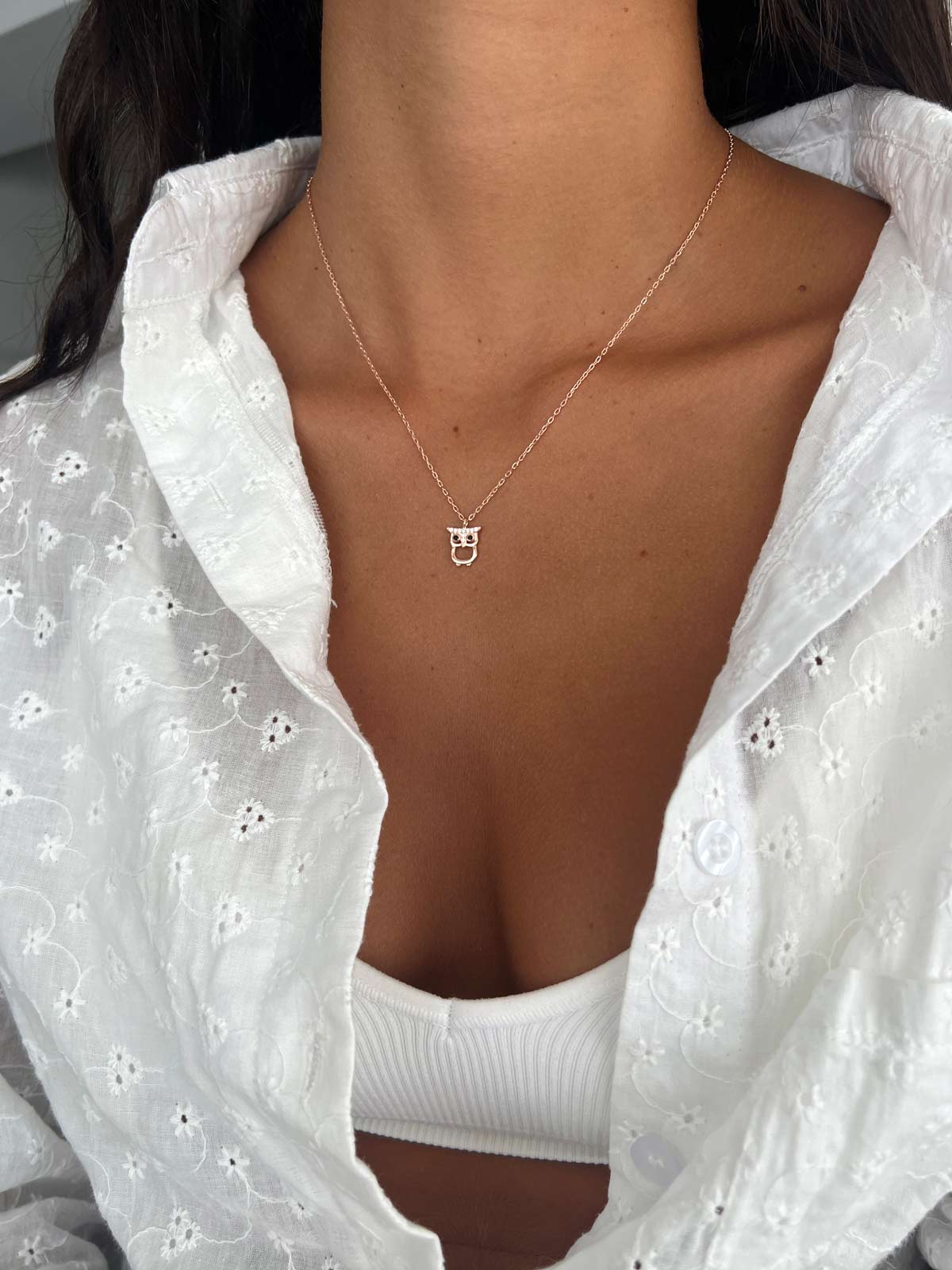 שרשרת ינשוף משובץ