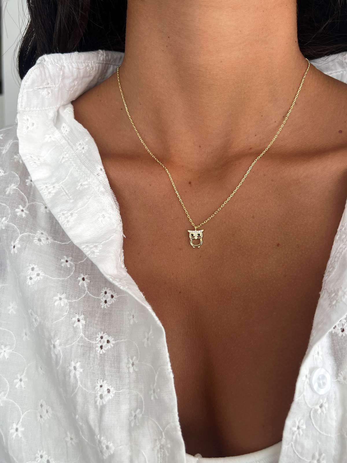 שרשרת ינשוף משובץ