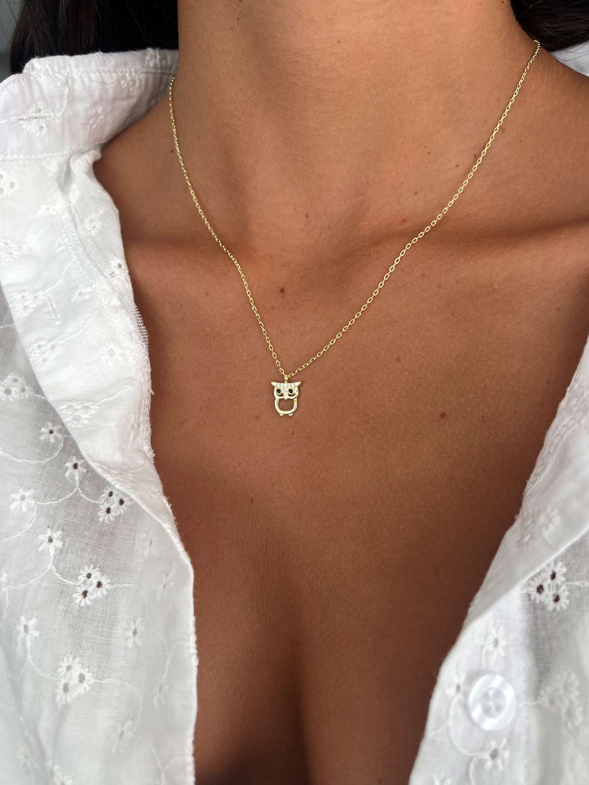 שרשרת ינשוף משובץ