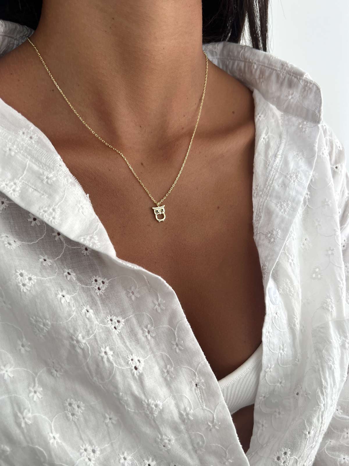 שרשרת ינשוף משובץ