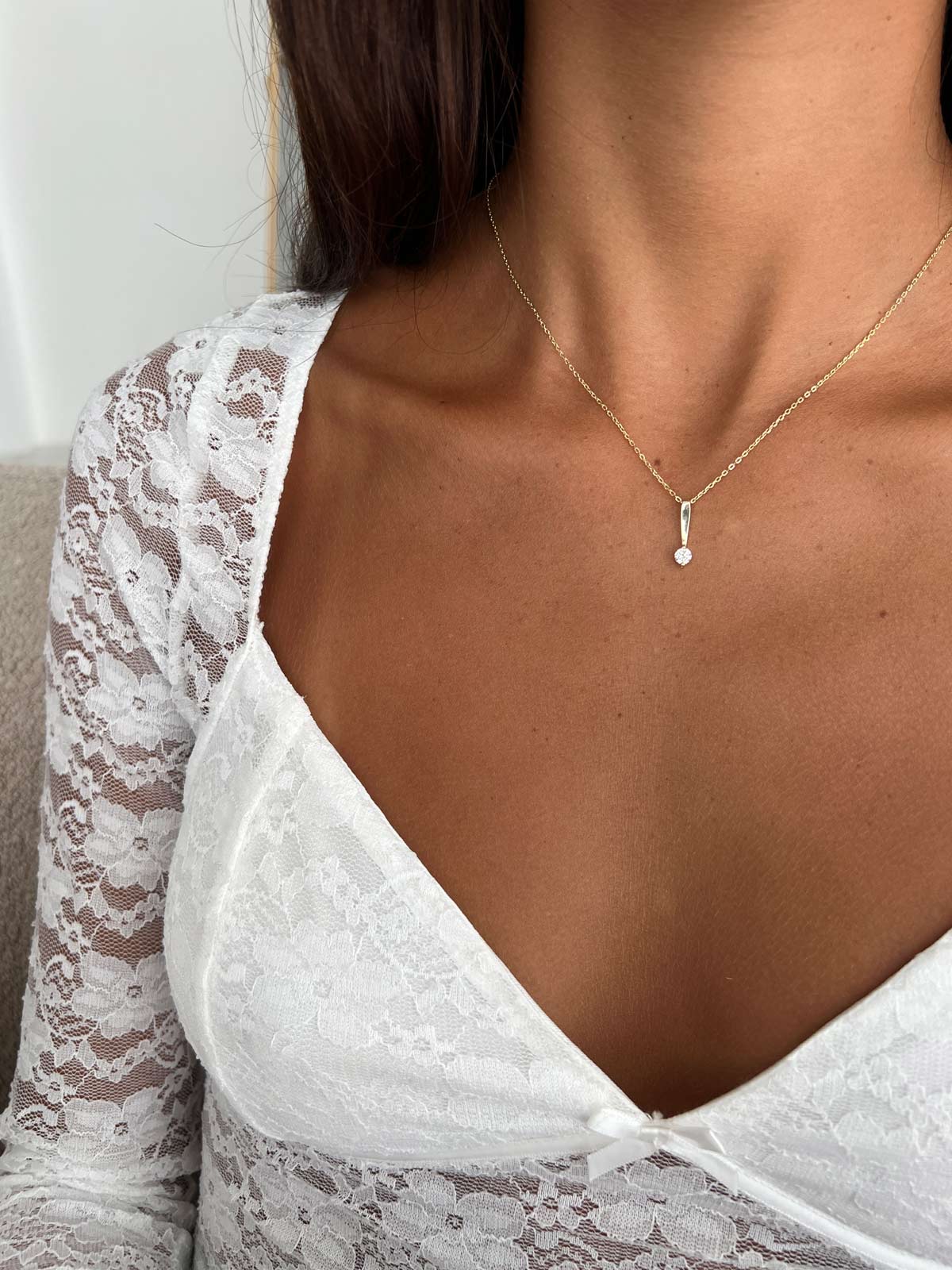 שרשרת סוליטר עגול נופל