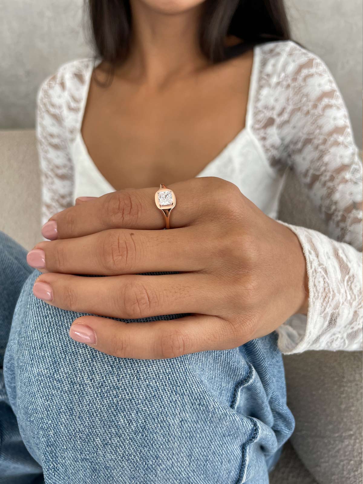 טבעת סוליטר מרובע