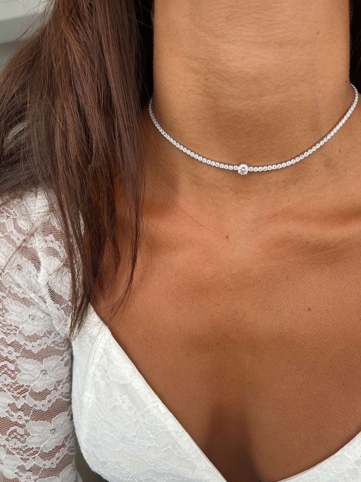 שרשרת צ'וקר טניס סוליטר