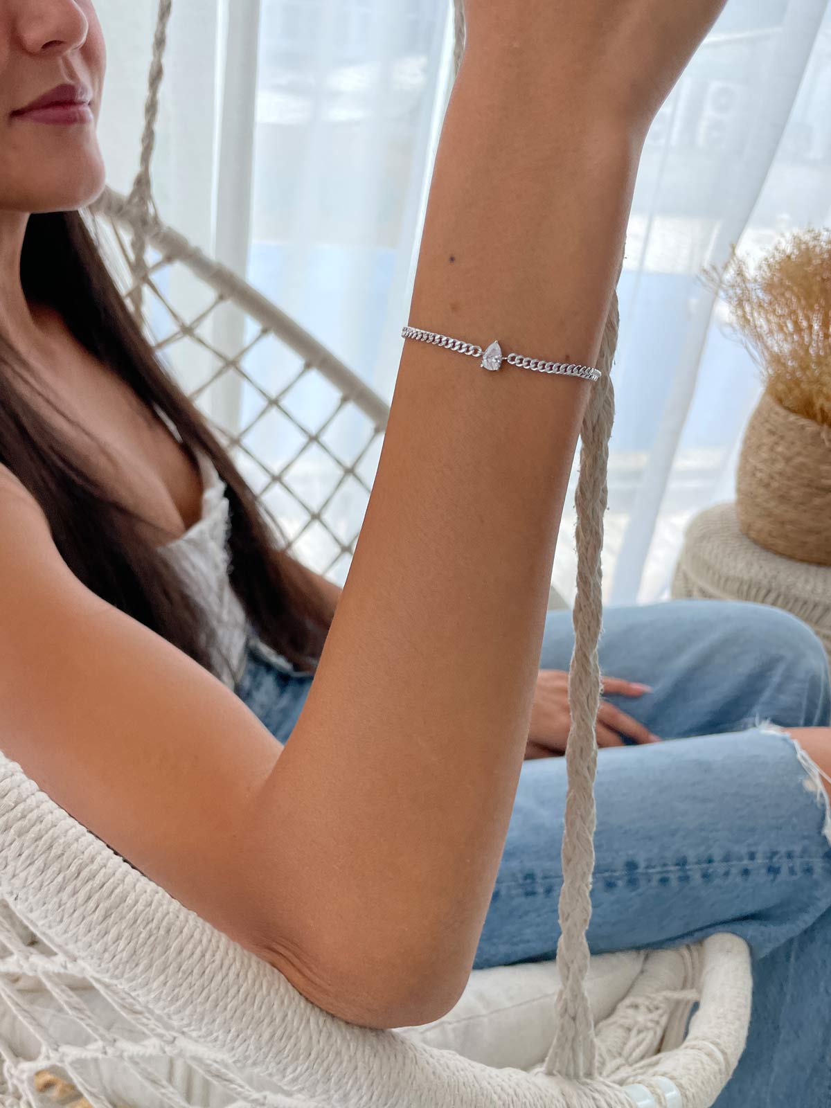 צמיד חוליות וסוליטר טיפה