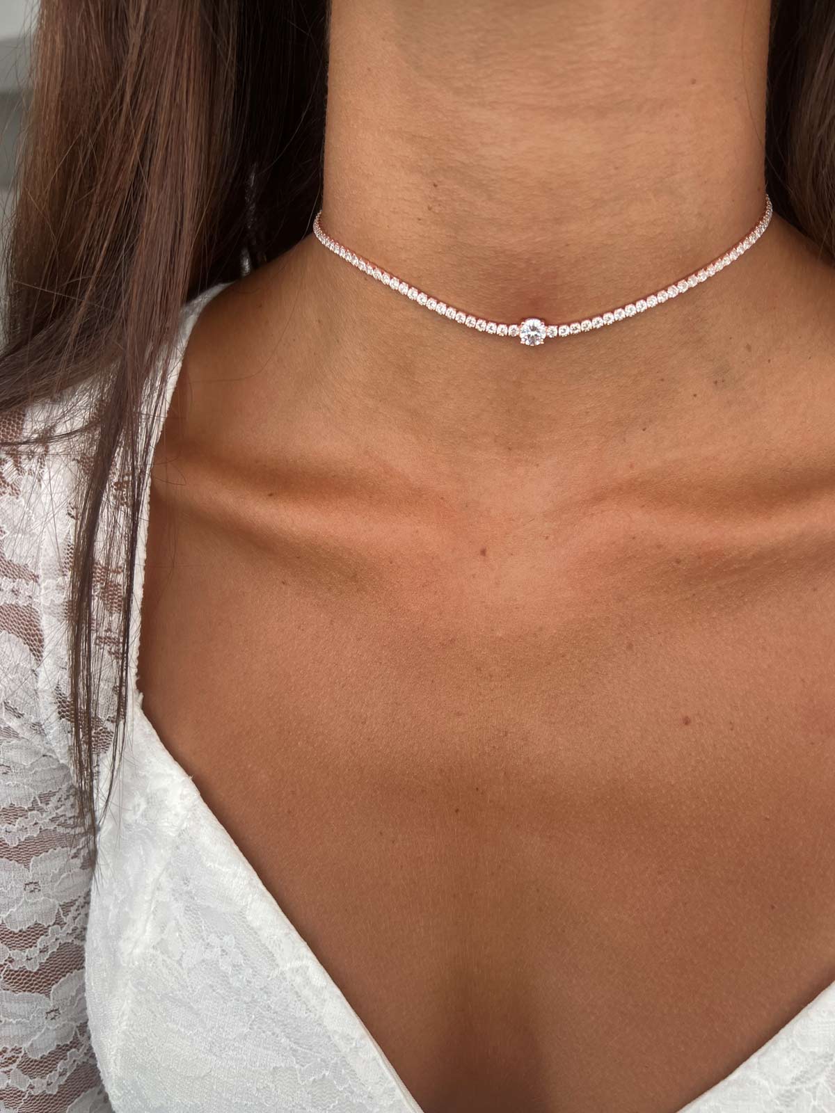 שרשרת צ'וקר טניס סוליטר