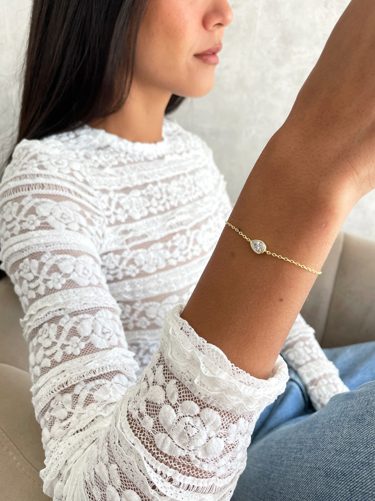 צמיד סוליטר טיפה שוכבת