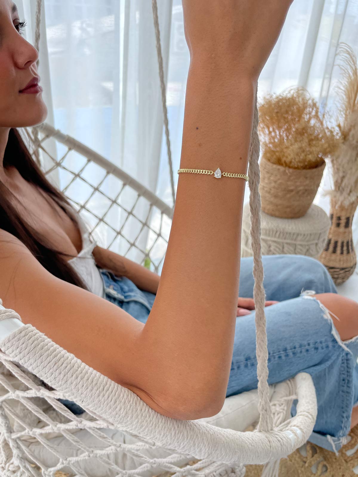 צמיד חוליות וסוליטר טיפה