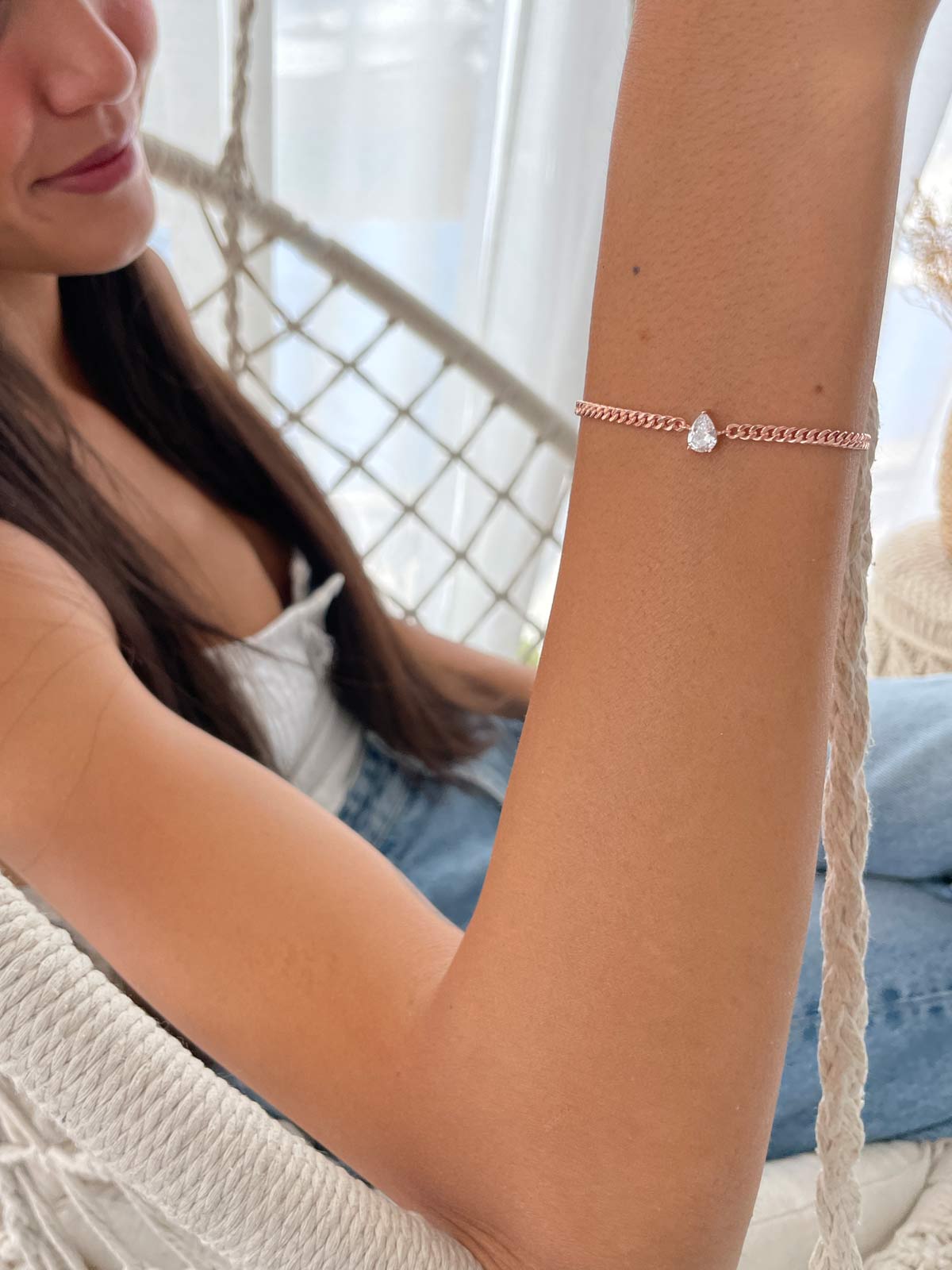 צמיד חוליות וסוליטר טיפה