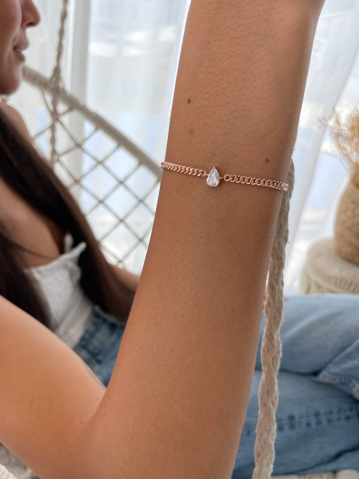 צמיד חוליות וסוליטר טיפה