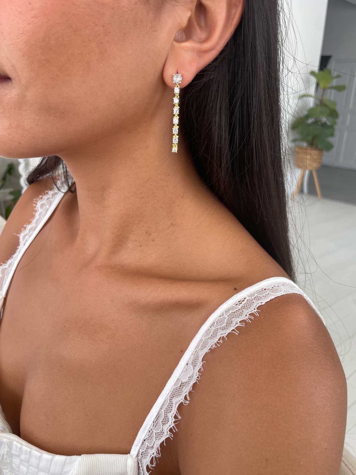 עגיל שרשרת סוליטרים