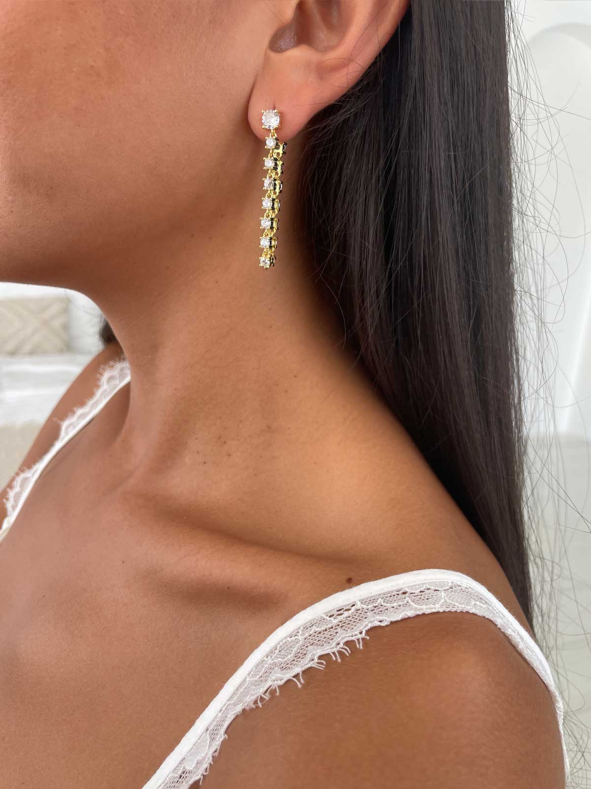 עגיל שרשרת סוליטרים