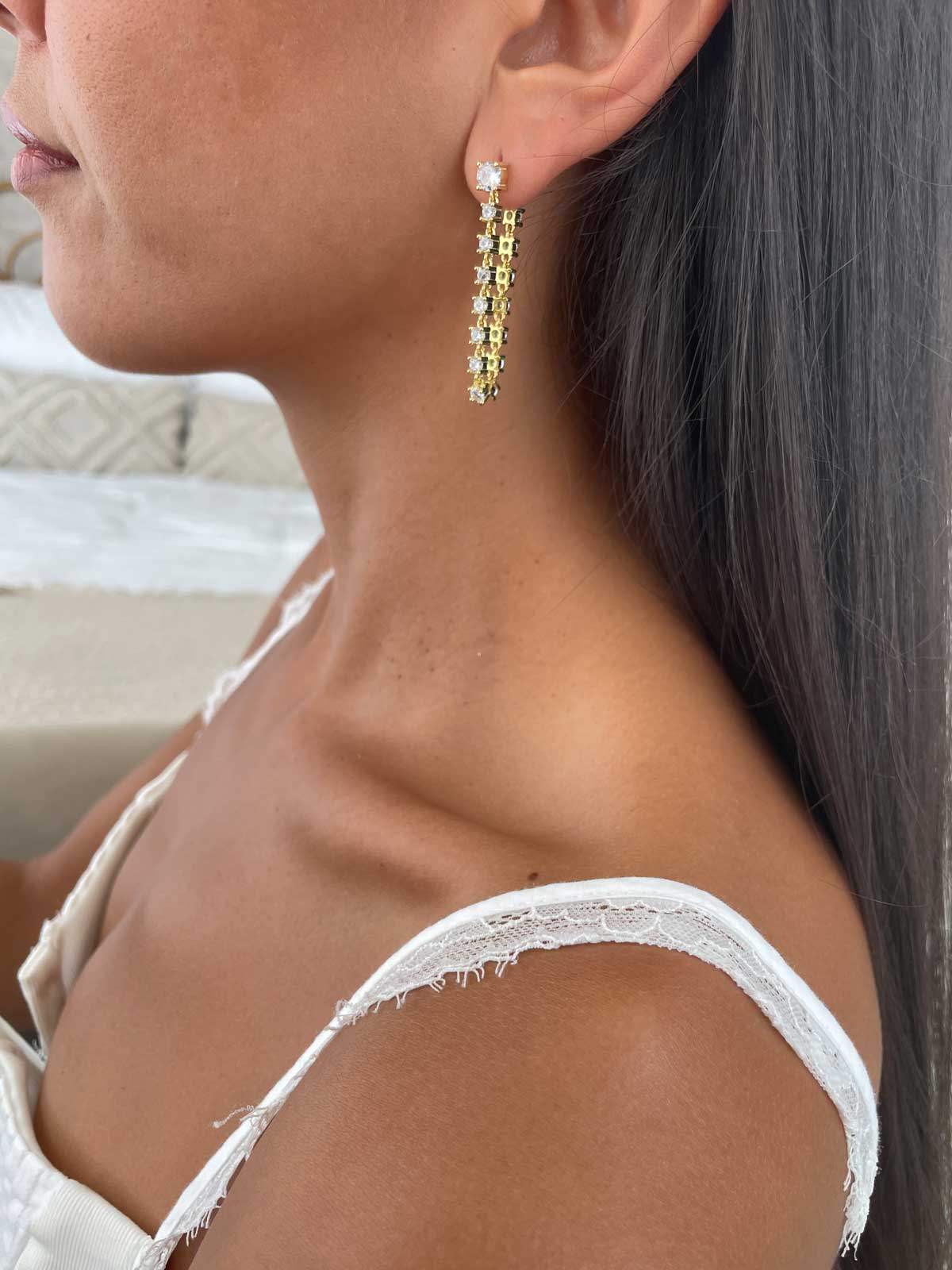 עגיל שרשרת סוליטרים