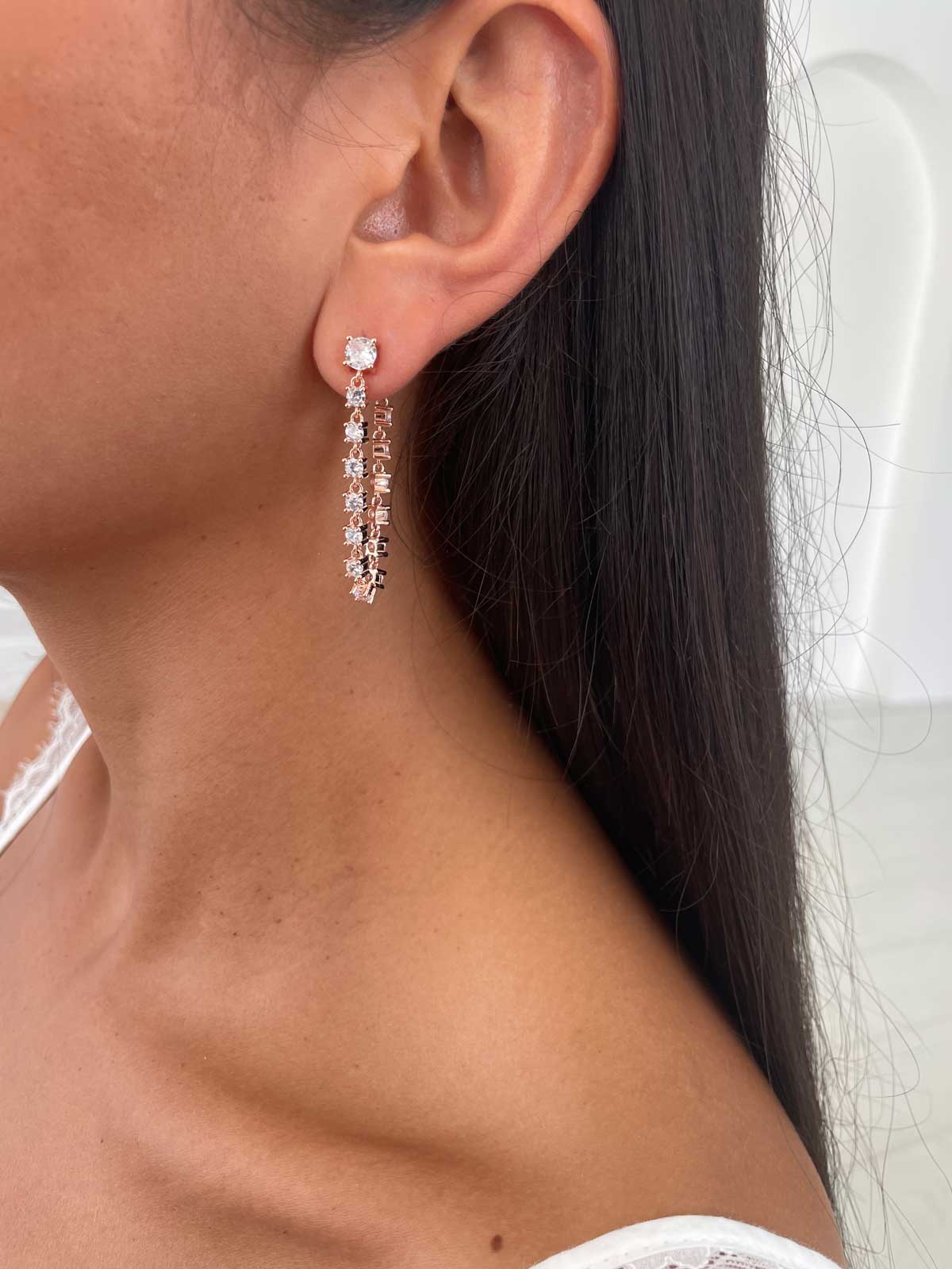 עגיל שרשרת סוליטרים