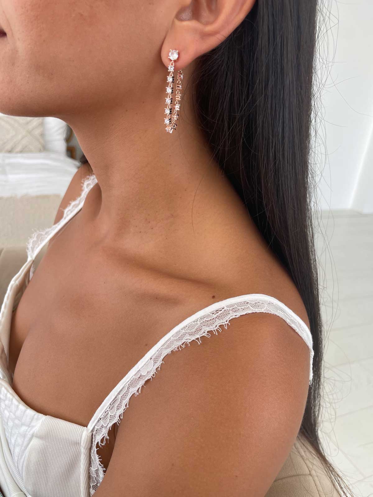 עגיל שרשרת סוליטרים