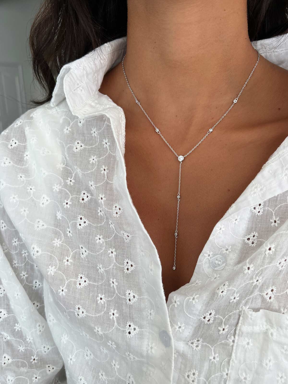 שרשרת עניבה סוליטרים עגולים