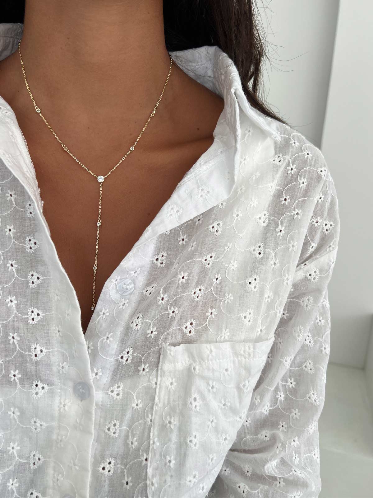 שרשרת עניבה סוליטרים עגולים