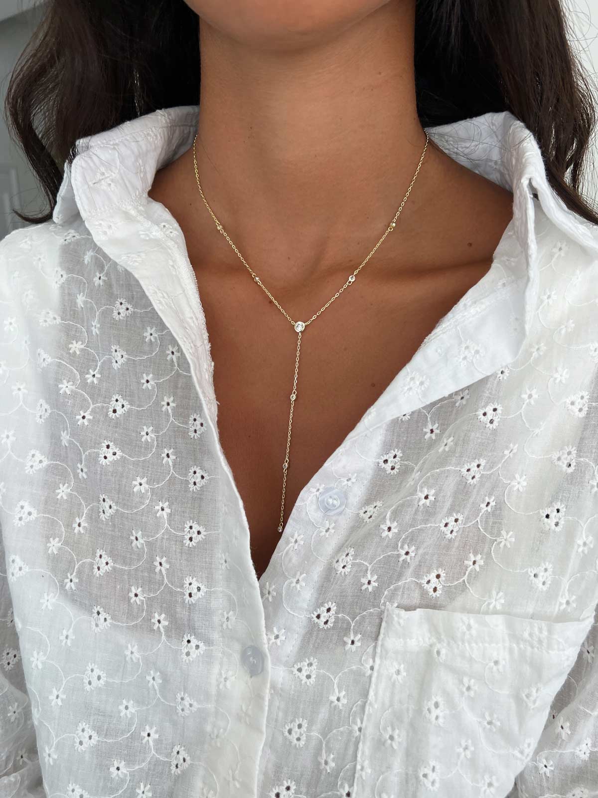 שרשרת עניבה סוליטרים עגולים