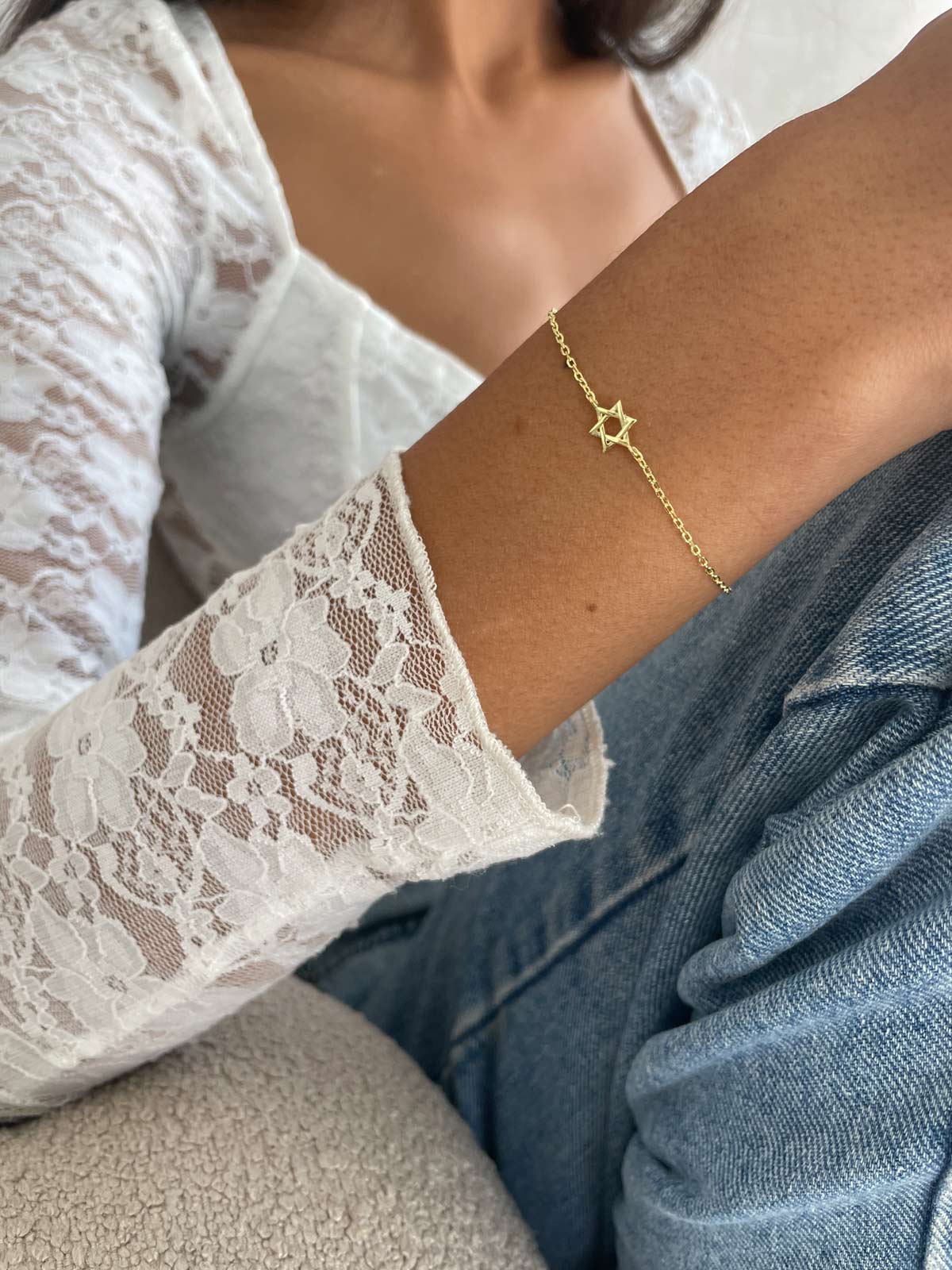 צמיד עדין מגן דוד חלק