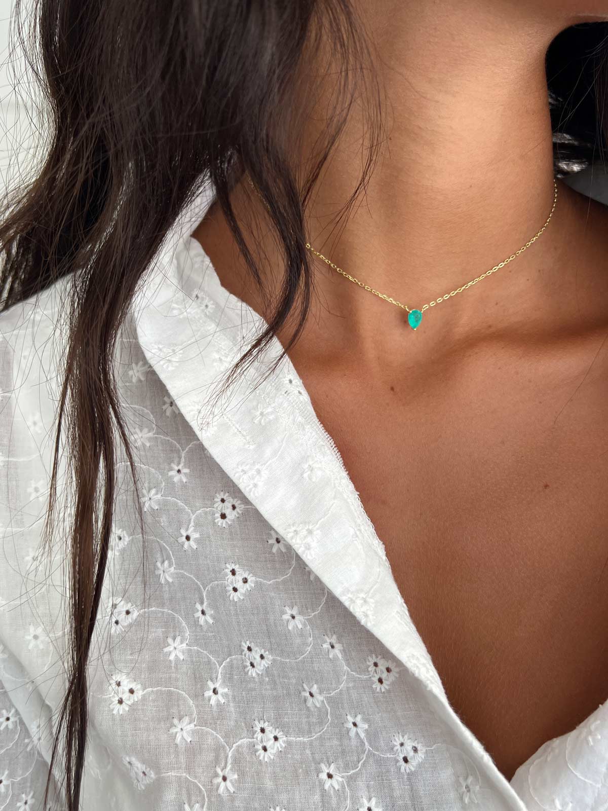 שרשרת צמודה סוליטר טיפה טורקיז