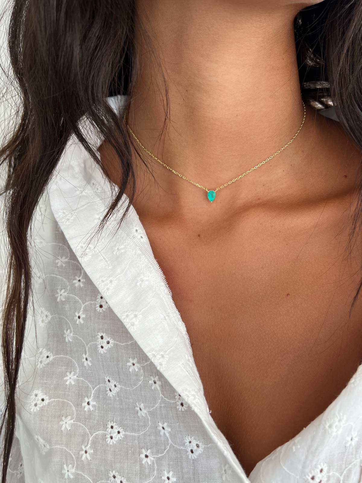 שרשרת צמודה סוליטר טיפה טורקיז