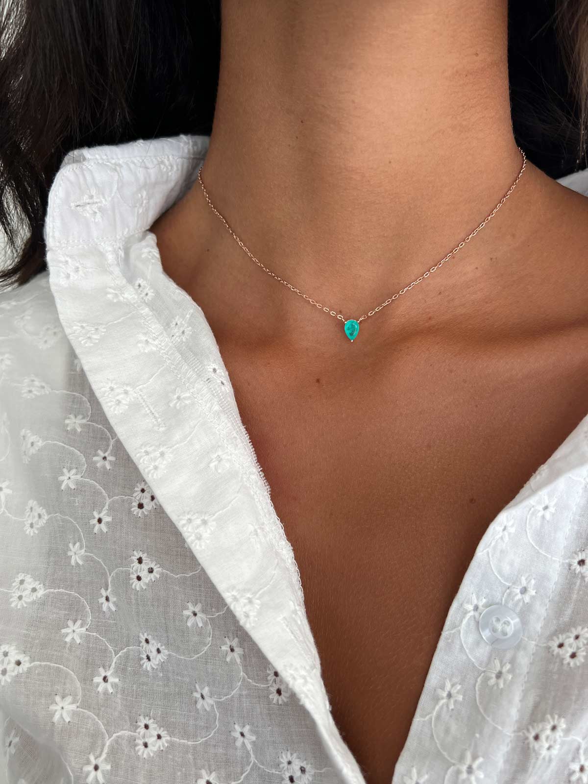 שרשרת צמודה סוליטר טיפה טורקיז