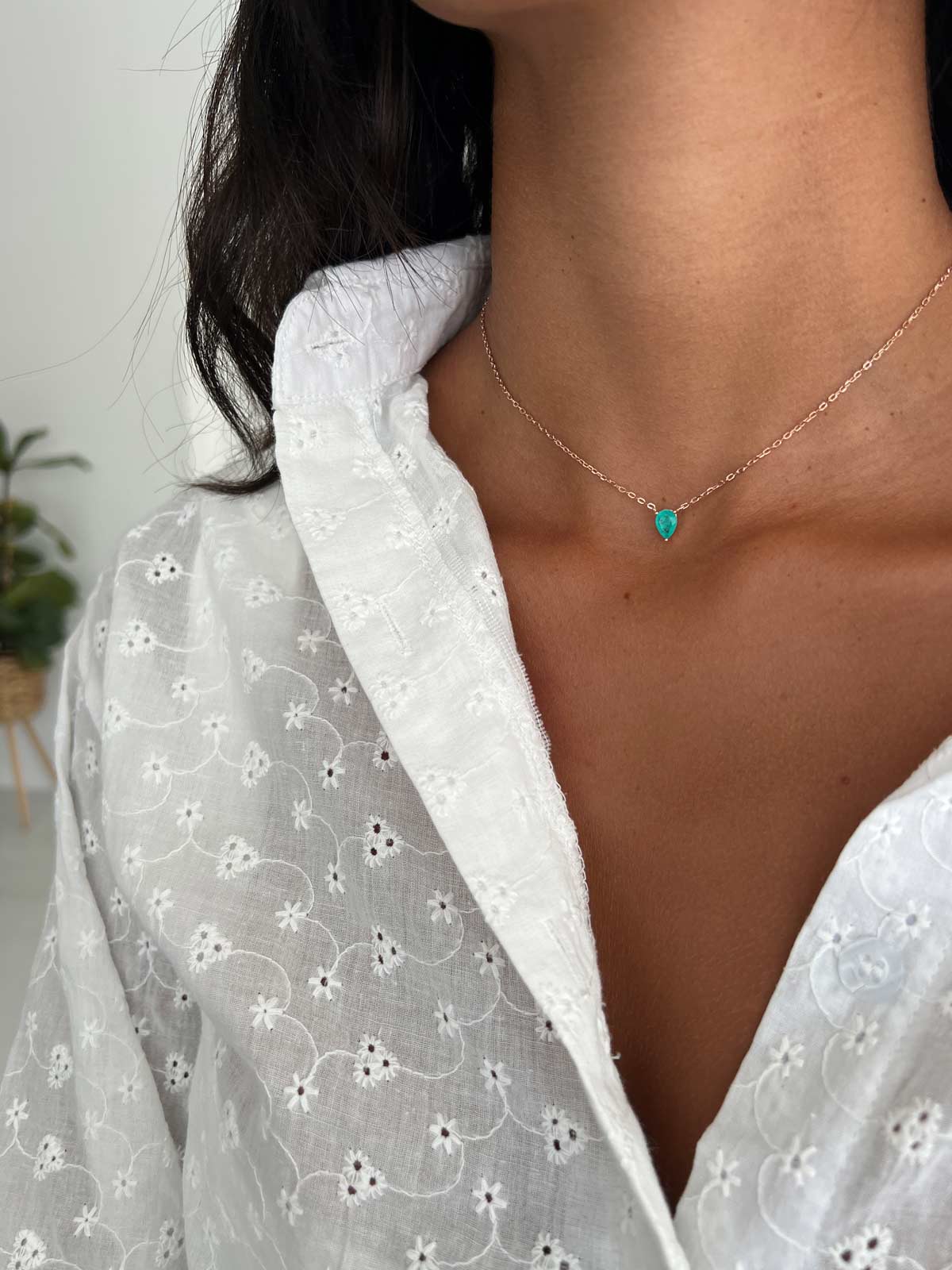 שרשרת צמודה סוליטר טיפה טורקיז