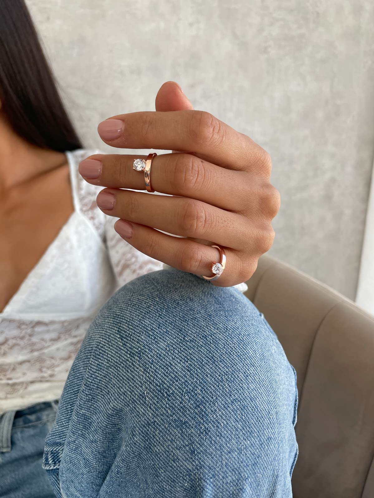 טבעת אמצע / טבעת זרת סוליטר