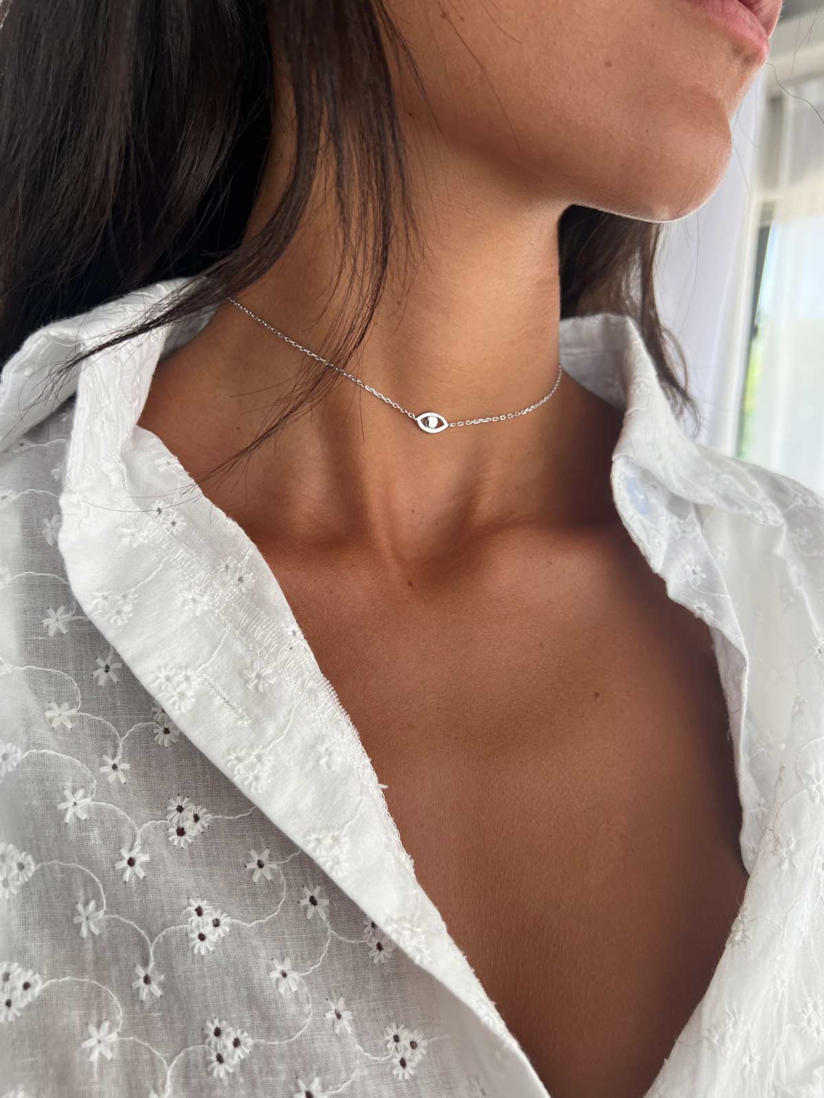 שרשרת צמודה עין קטנה חלקה