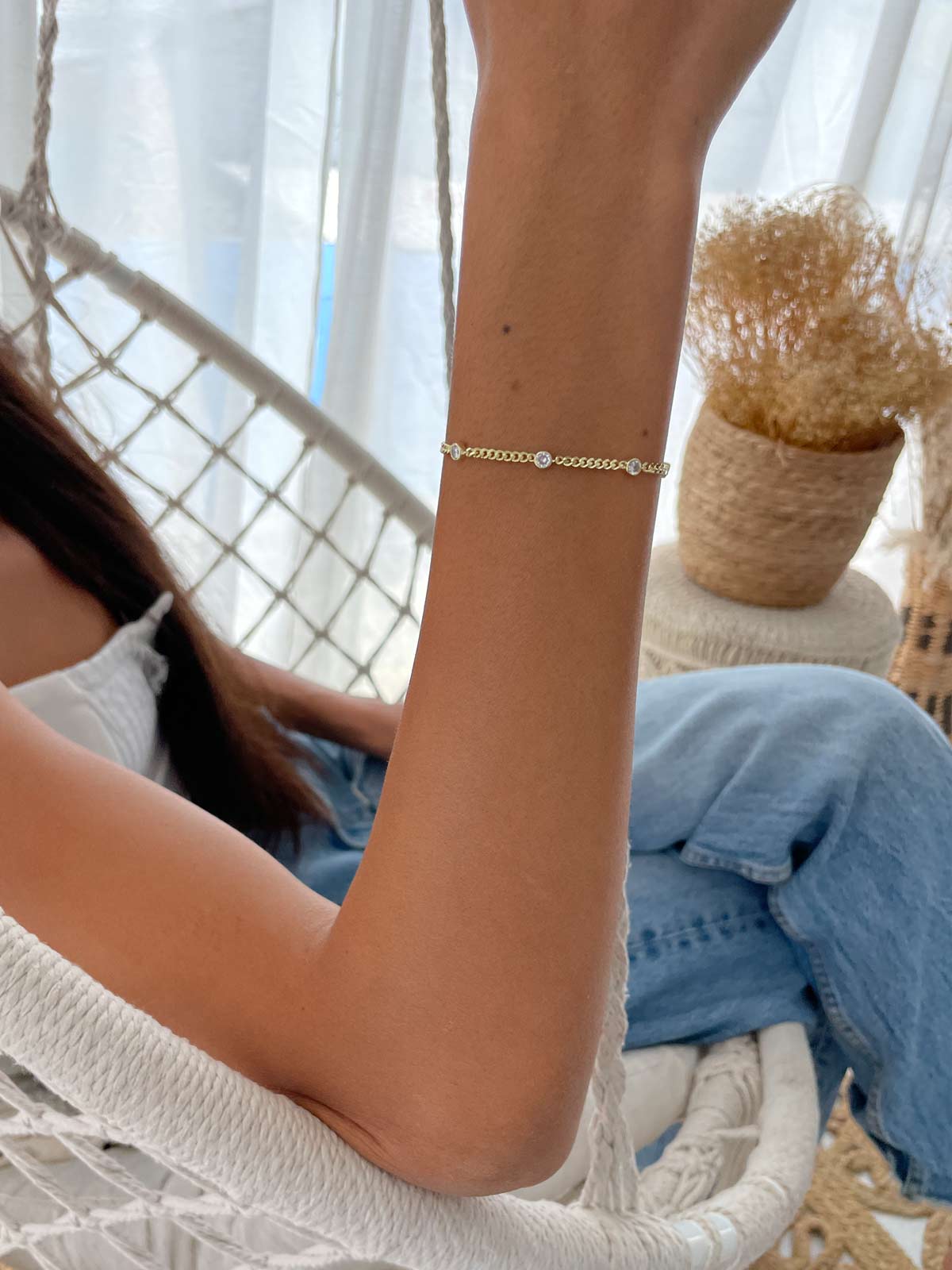 צמיד חוליות חמישה סוליטרים