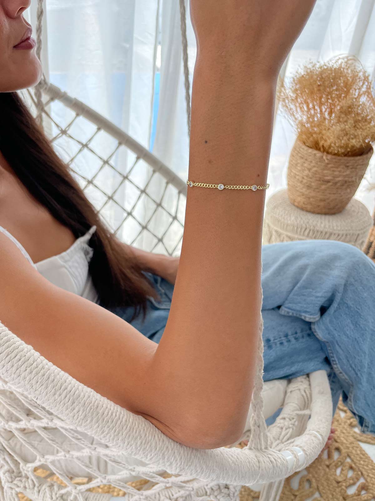 צמיד חוליות חמישה סוליטרים