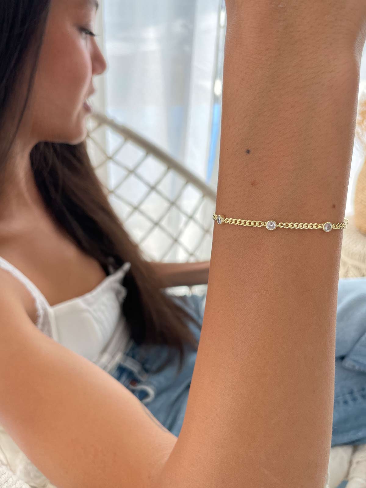 צמיד חוליות חמישה סוליטרים