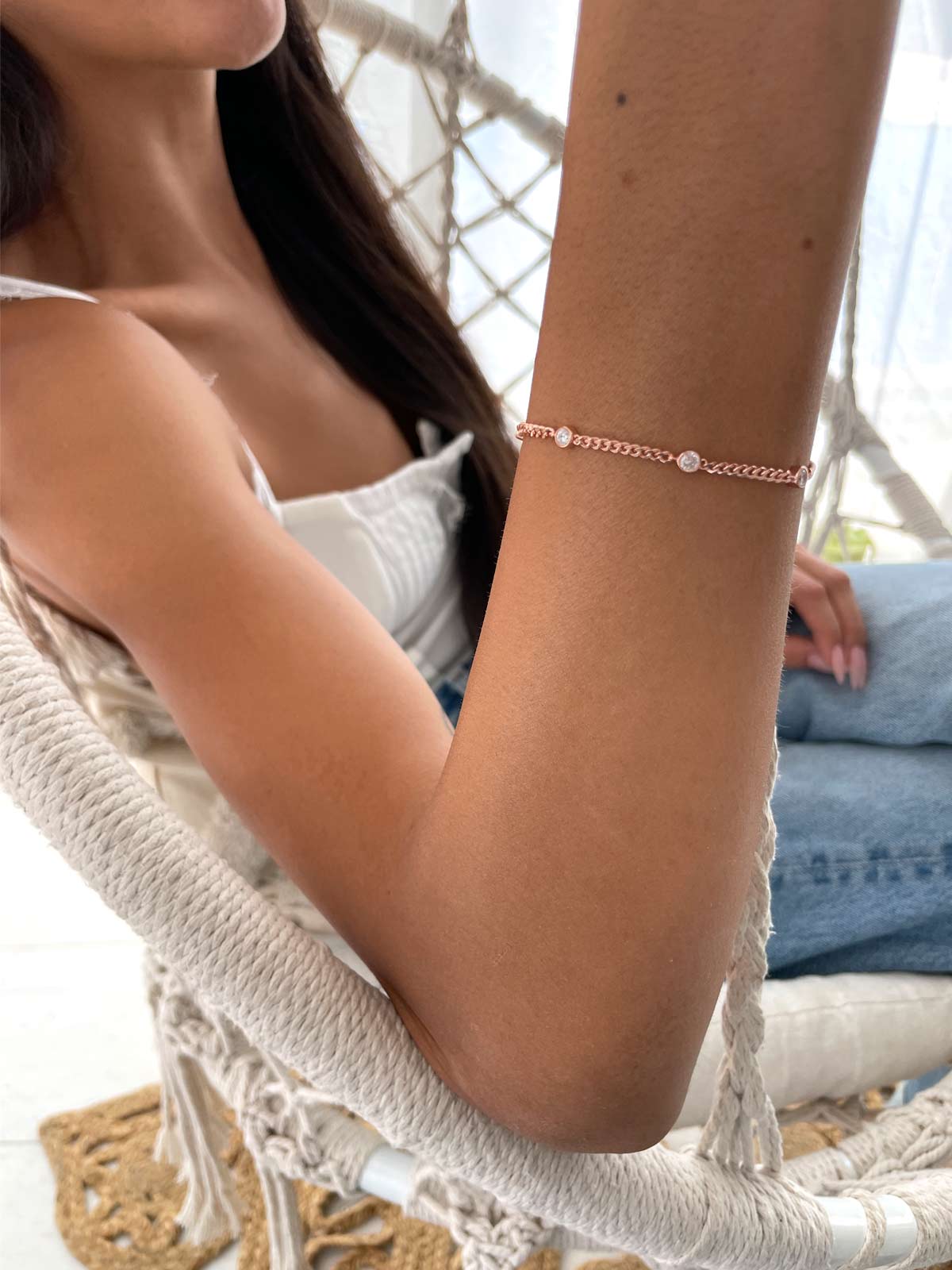 צמיד חוליות חמישה סוליטרים