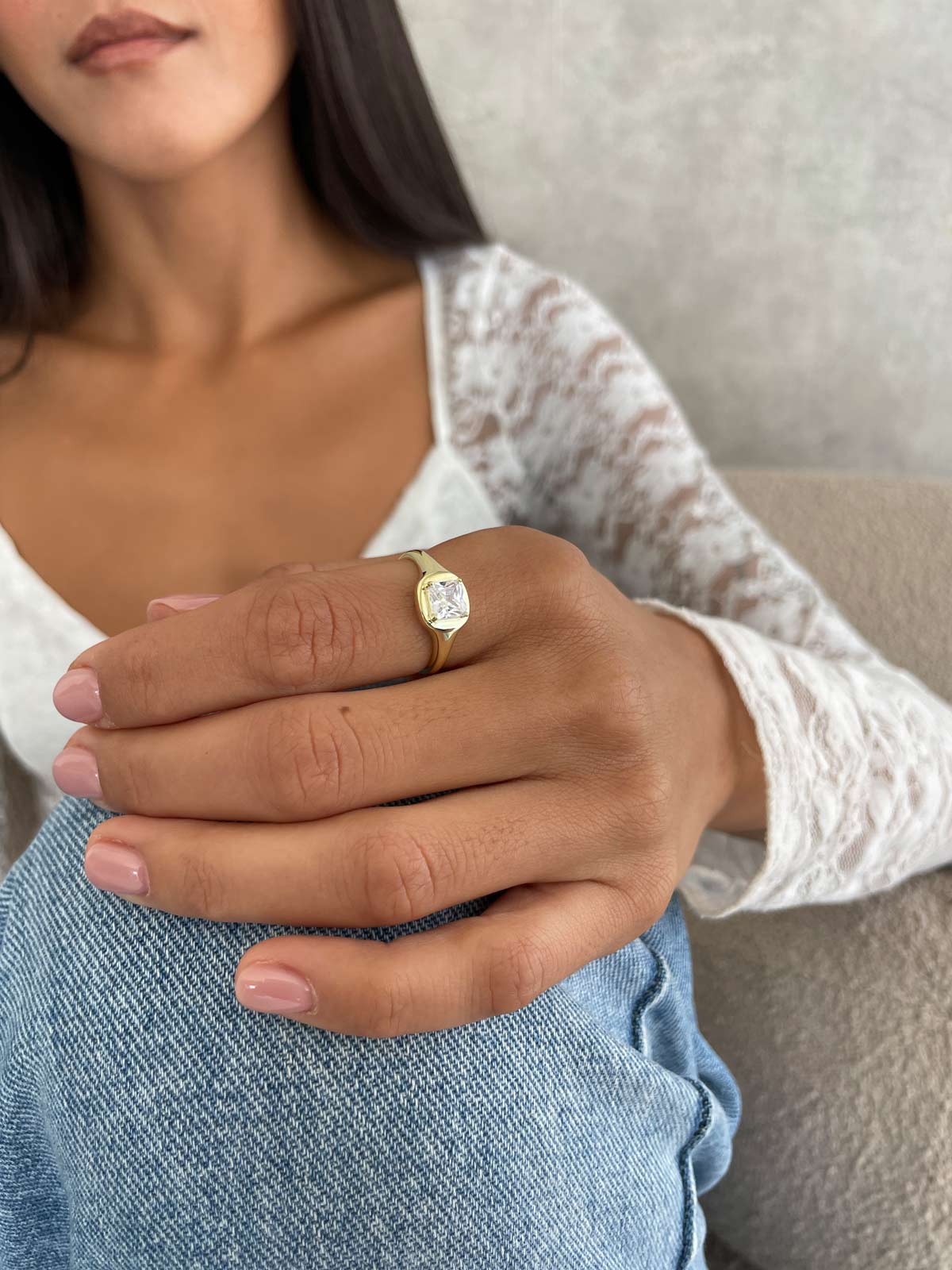 טבעת סוליטר מרובע