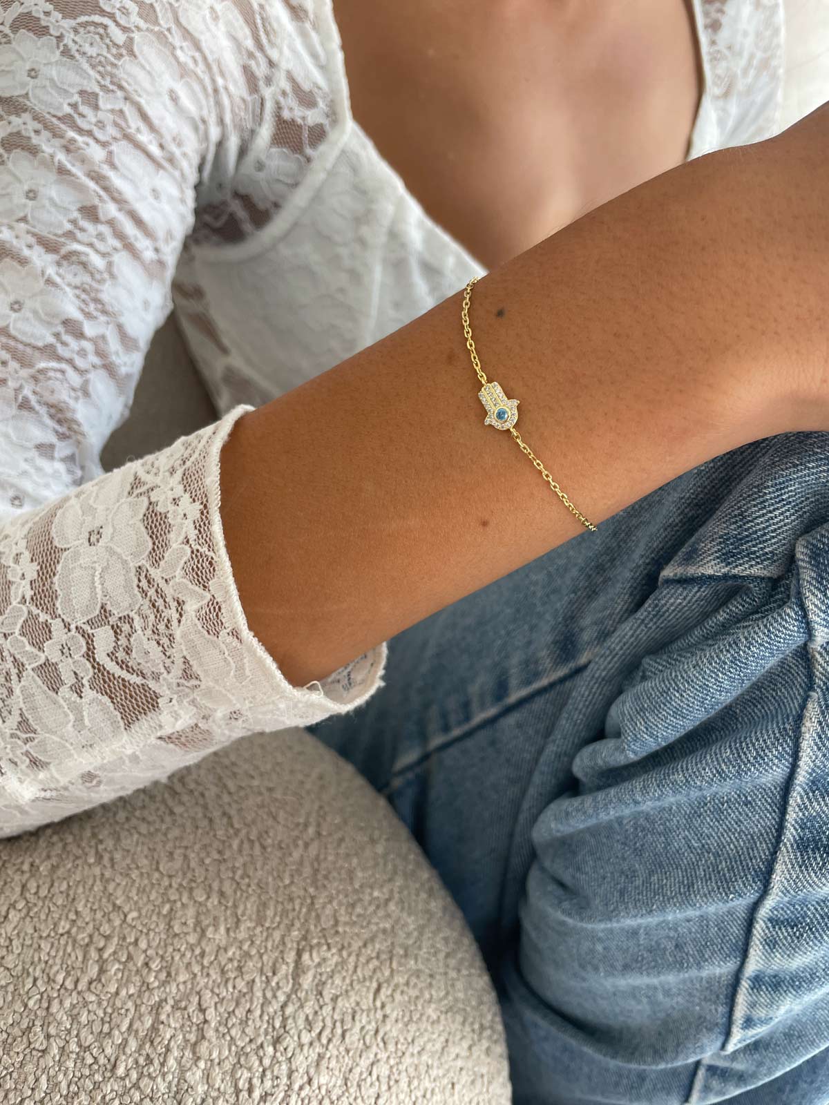 צמיד חמסה קטנה אבן תכלת