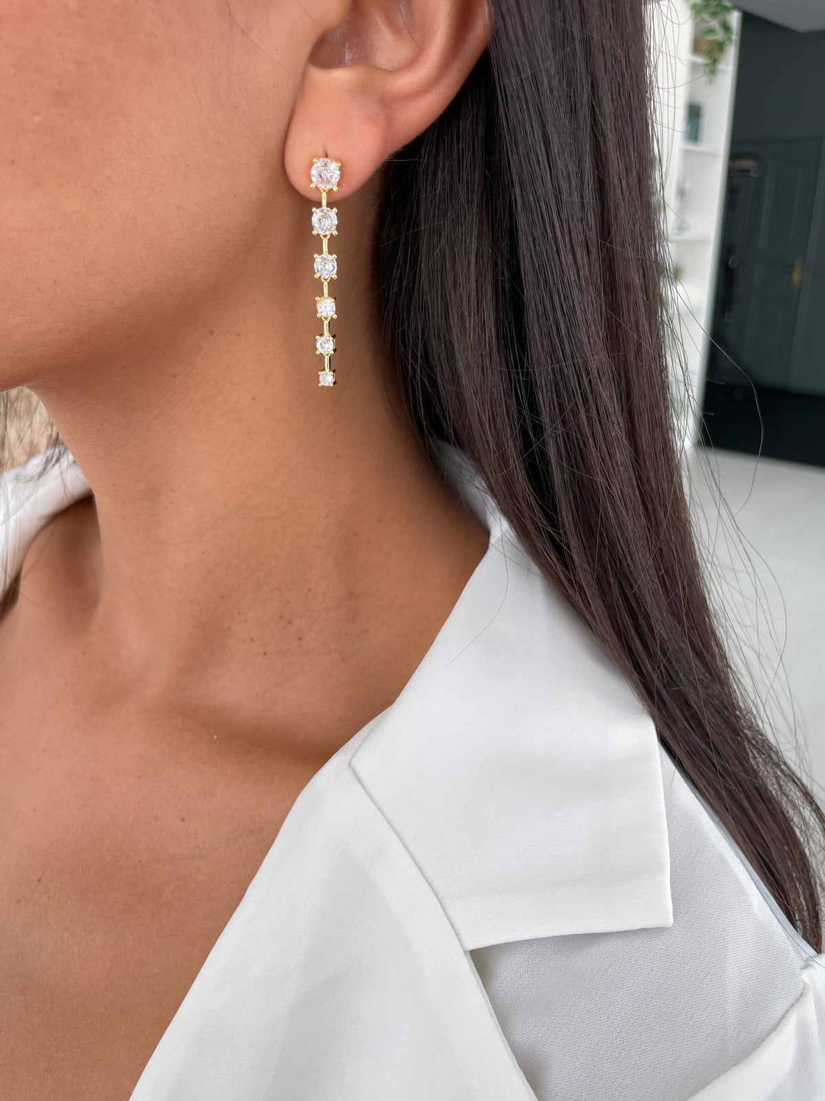 עגילים נופלים שישה סוליטרים