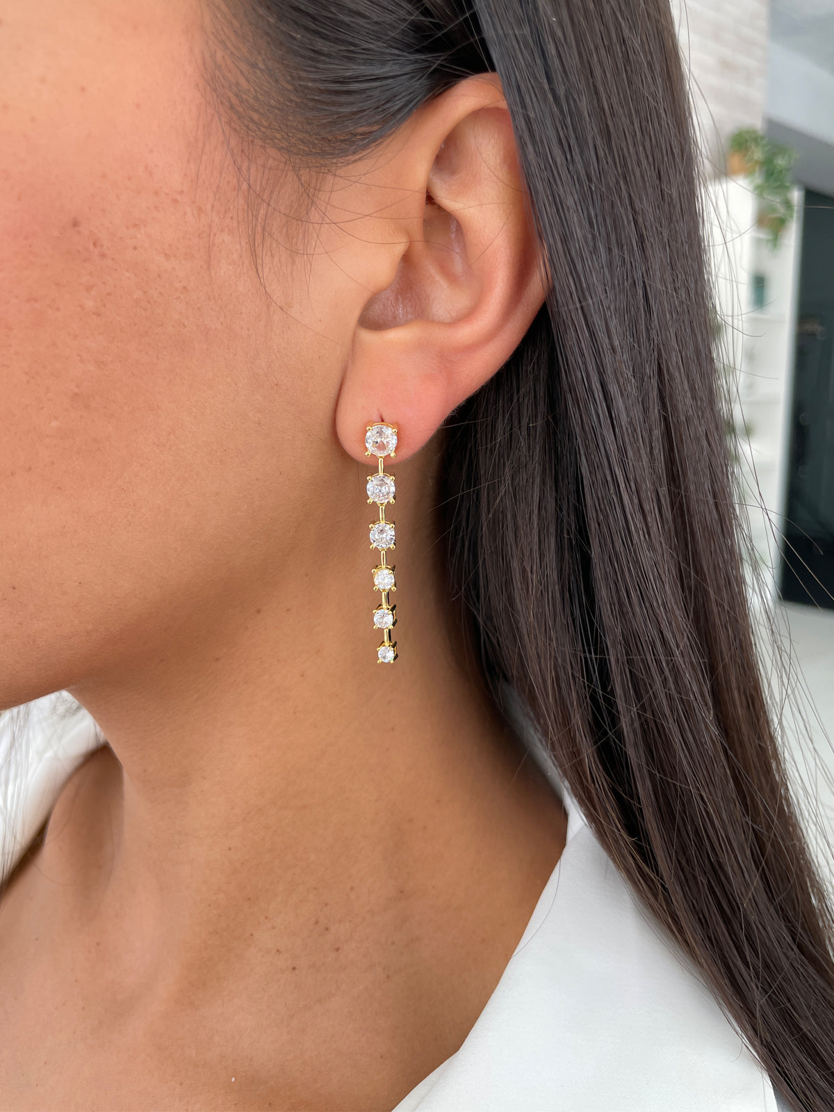 עגילים נופלים שישה סוליטרים