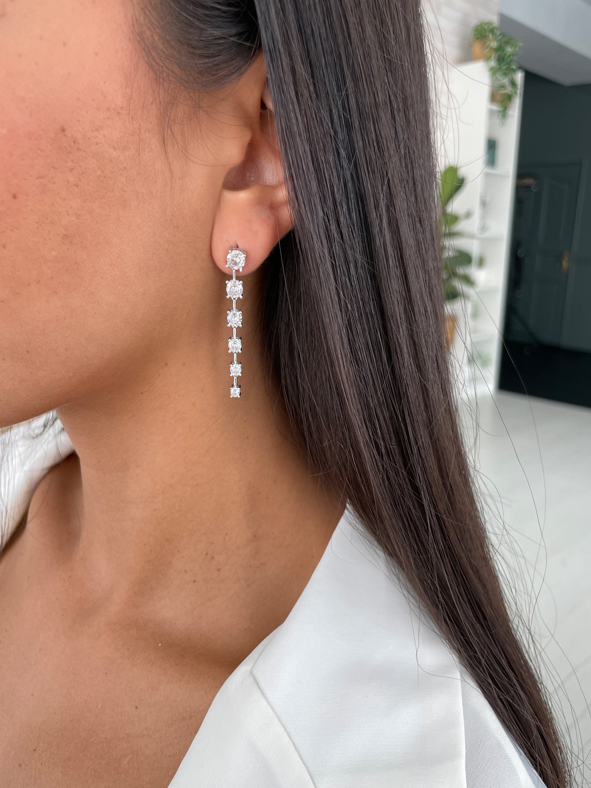 עגילים נופלים שישה סוליטרים