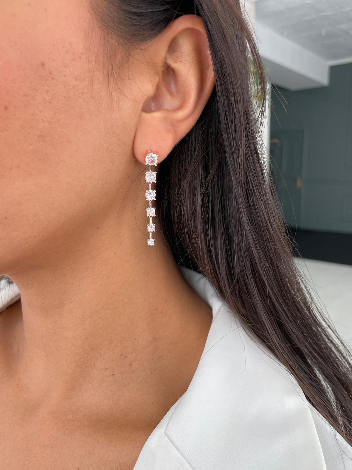 עגילים נופלים שישה סוליטרים