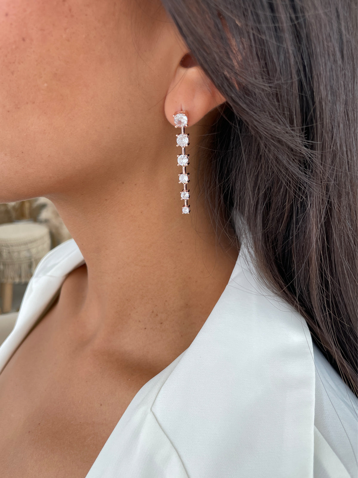 עגילים נופלים שישה סוליטרים