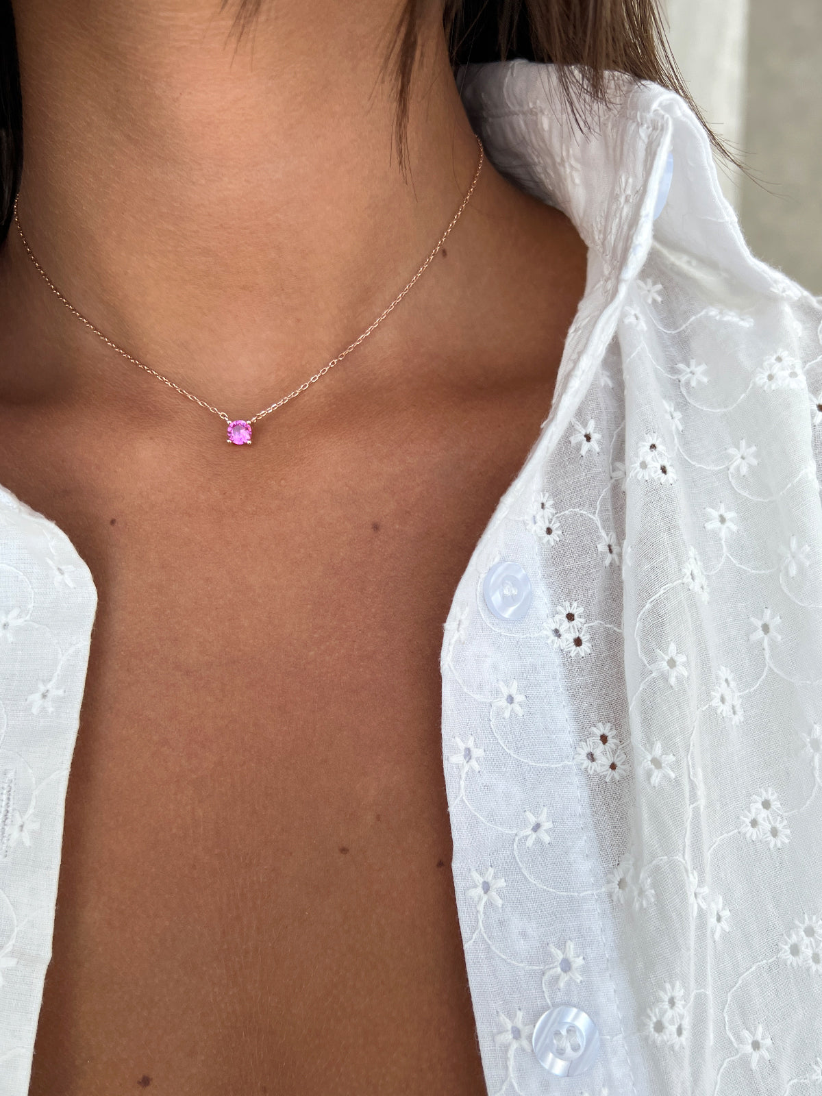 שרשרת צמודה סוליטר ורוד