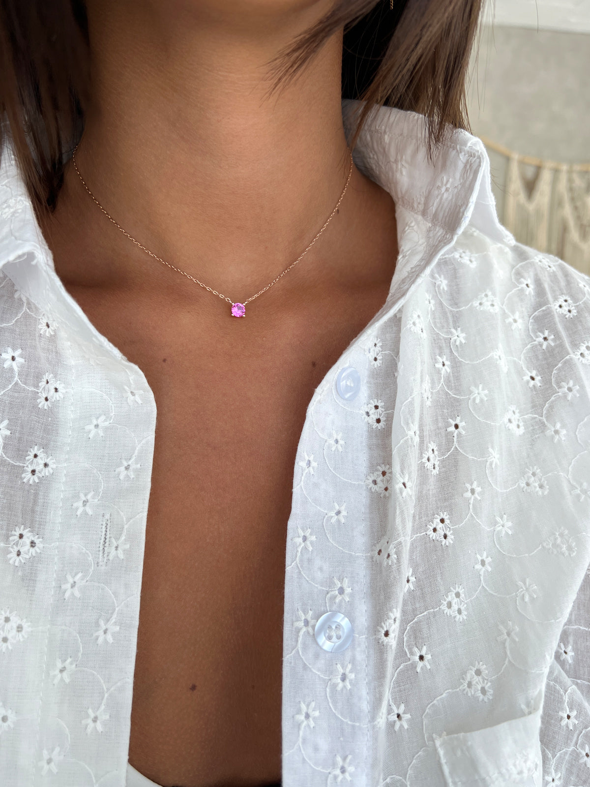 שרשרת צמודה סוליטר ורוד