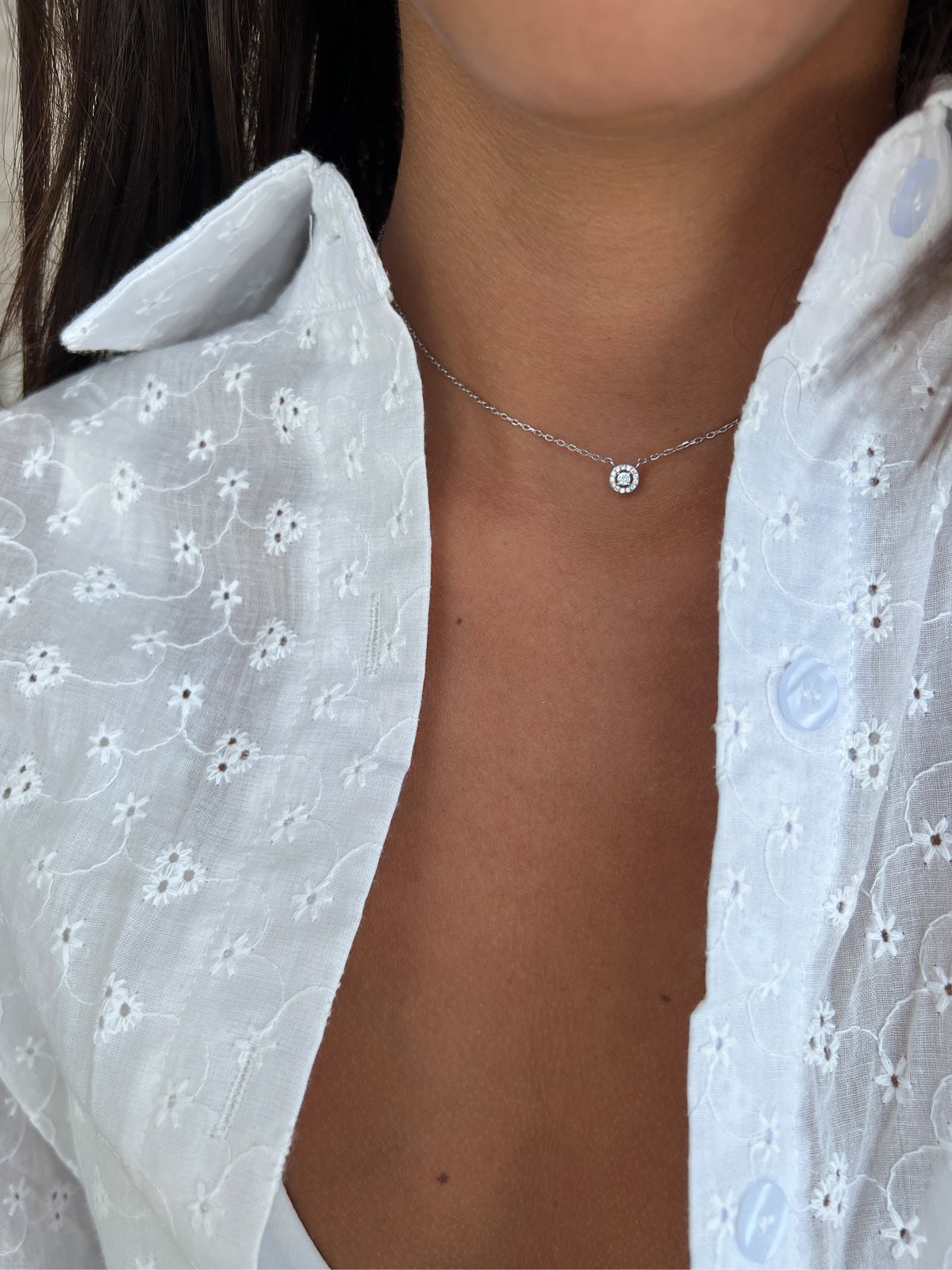 שרשרת צמודה סוליטר קטן משובץ