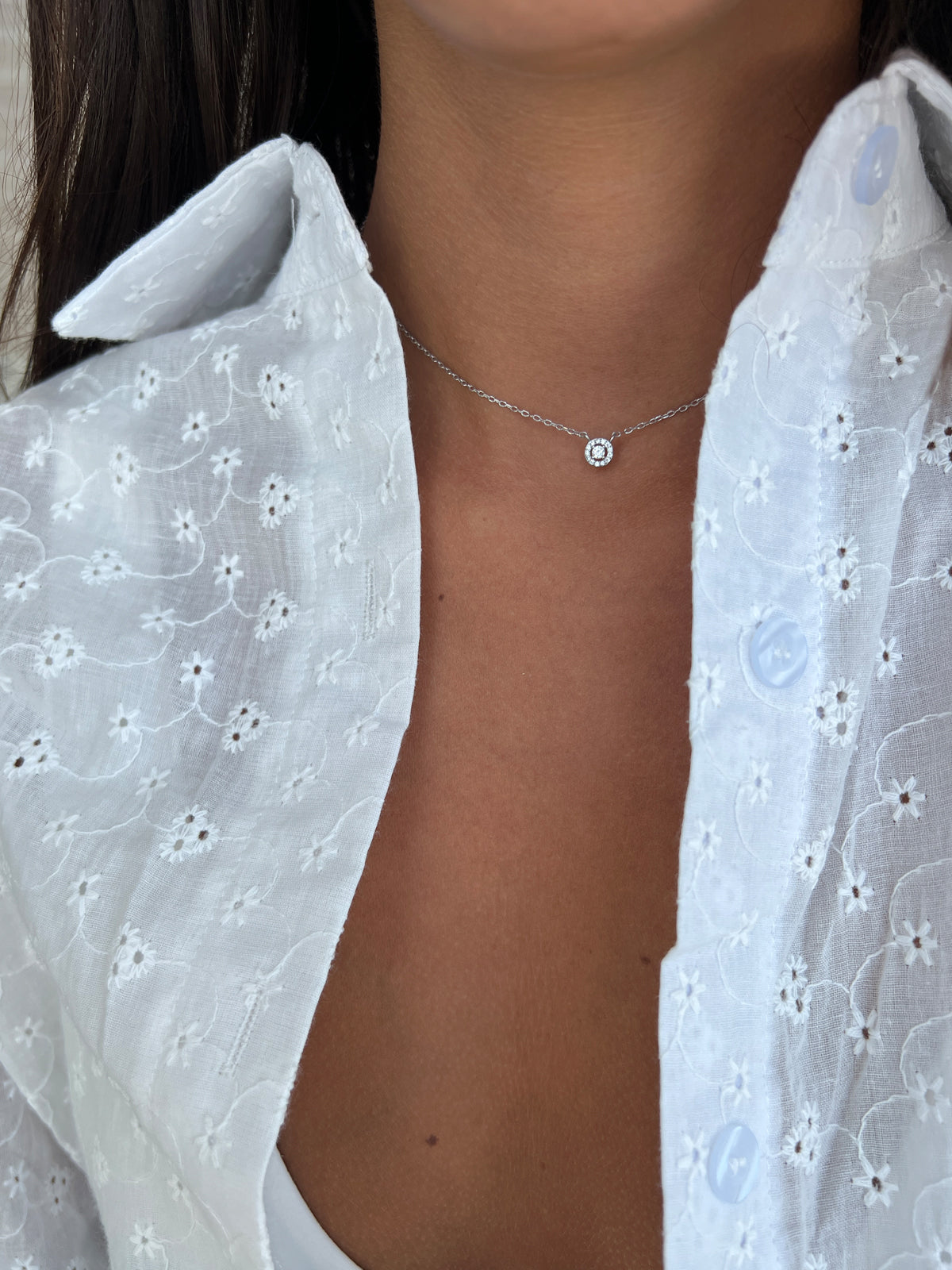 שרשרת צמודה סוליטר קטן משובץ