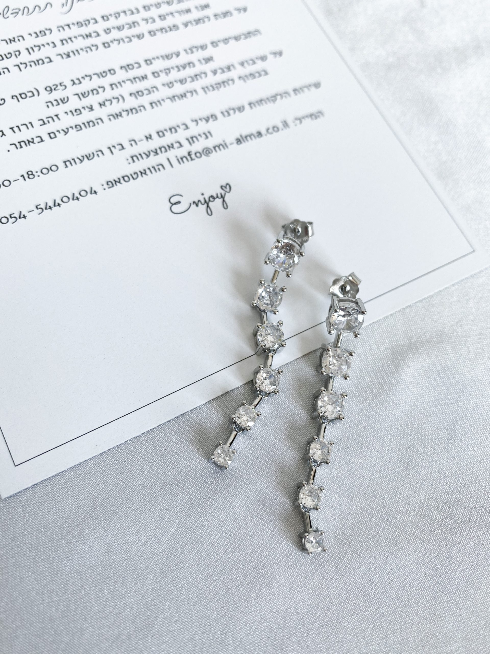 עגילים נופלים שישה סוליטרים