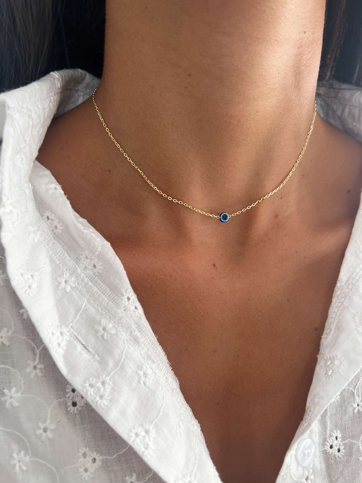 שרשרת צמודה חרוז עין כחולה