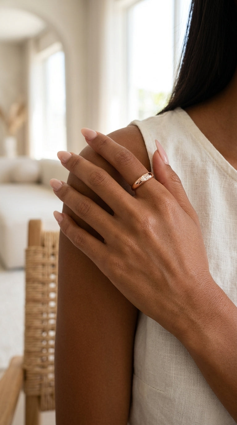 טבעת עבה סוליטר מרקיזה