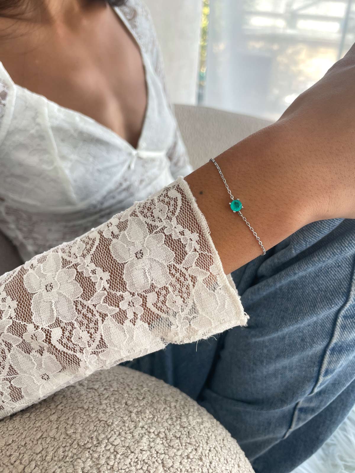 צמיד עדין סוליטר טורקיז