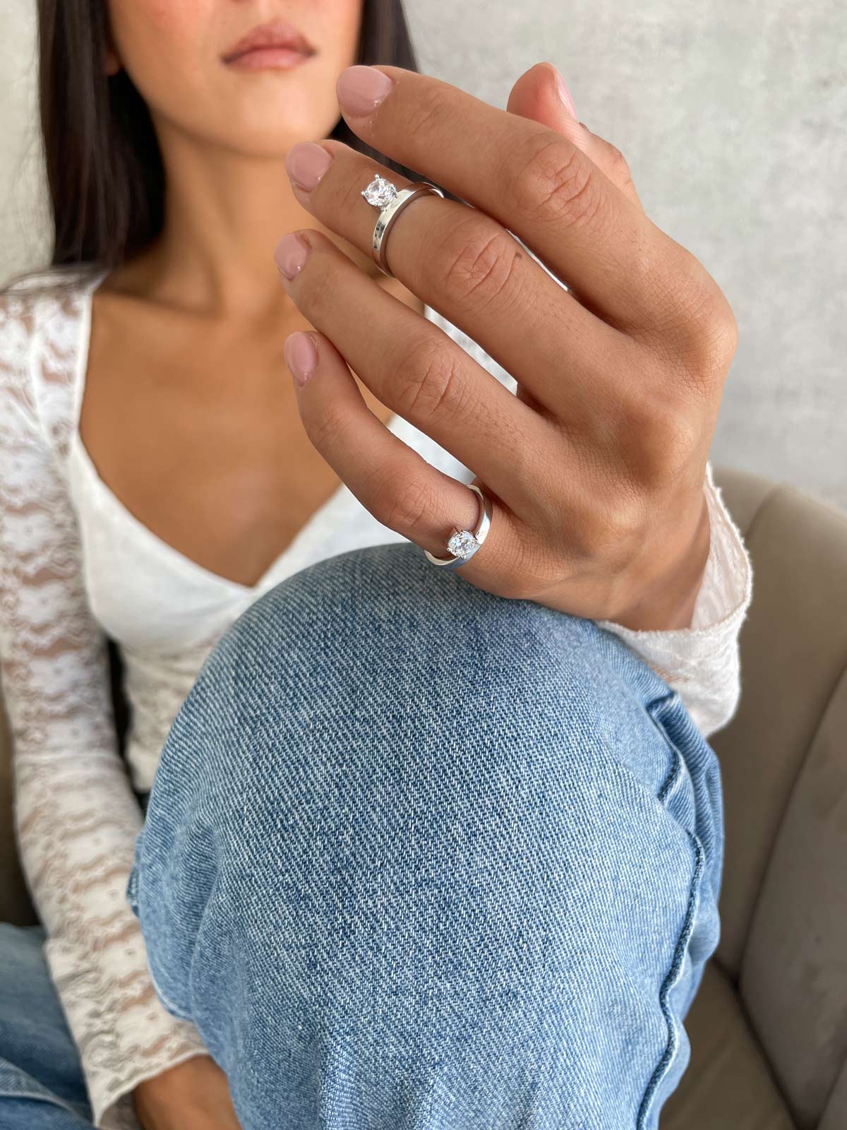 טבעת אמצע / טבעת זרת סוליטר